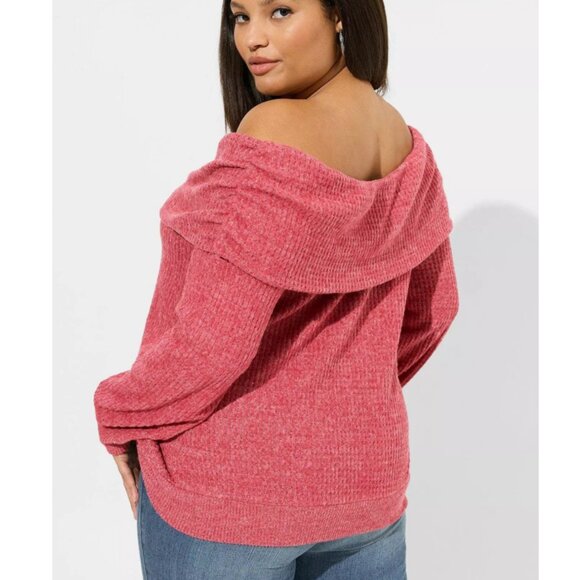 NWT Torrid 3 Brushed Waffle Off Shoulder Long Sleeve Top 3X 22 24 - Picture 4 of 9